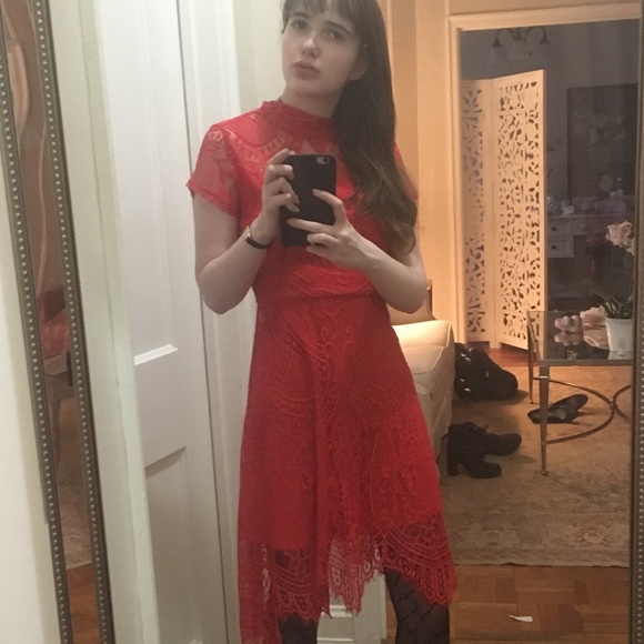 Red lace boho Francesca’s cocktail dress - Picture 3 of 7